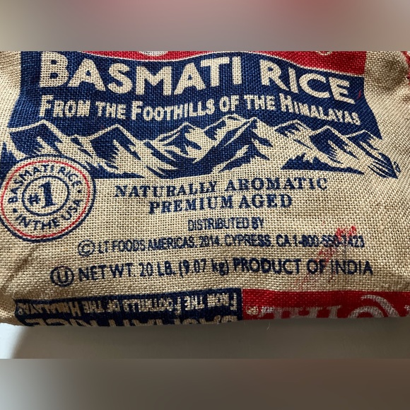 ROYAL BASMATI Empty Rice BURLAP Bag RED Handles & Zipper / Purse Tote Sack Craft - Picture 2 of 16